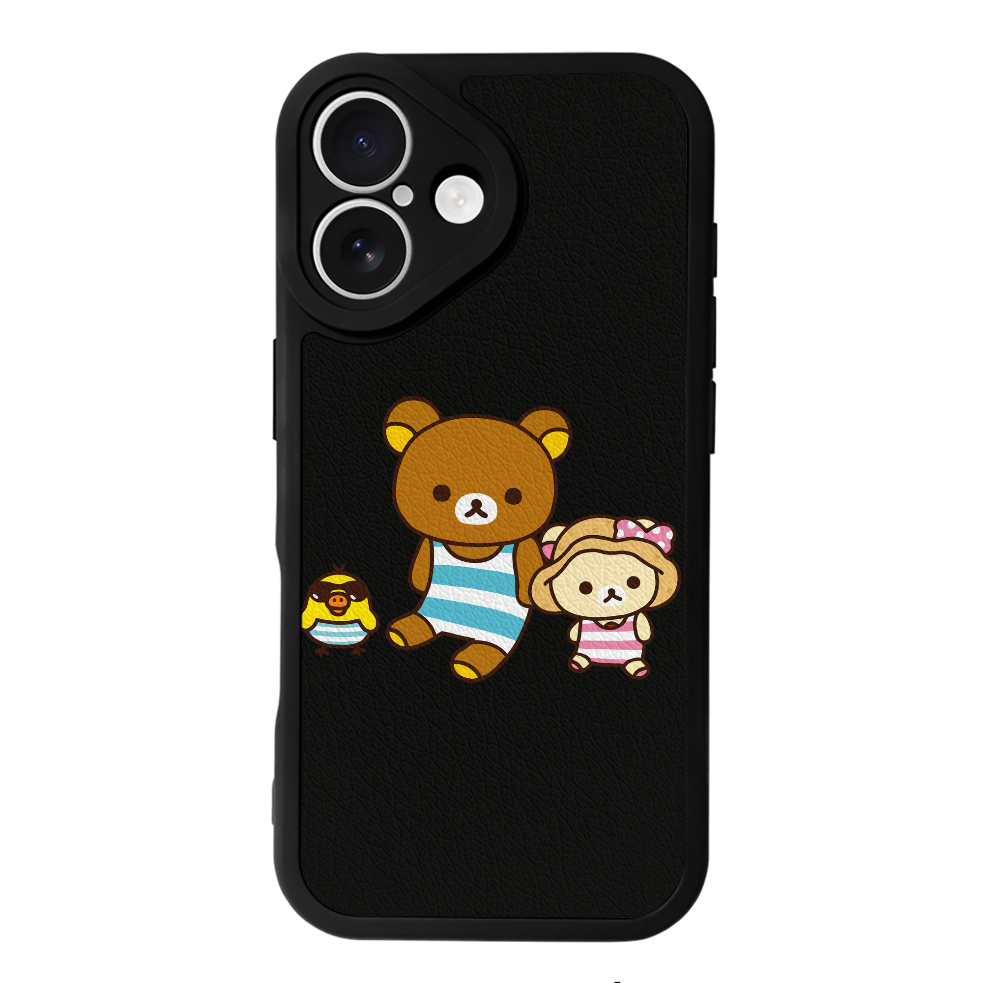 （画像用） リラックマ リラックマ キイロイトリ Rilakkuma Korilakkuma Kiiroitori 【iPhone 16シリーズ対応】シリコンスマホケース（レザー調） 材質：シリコン